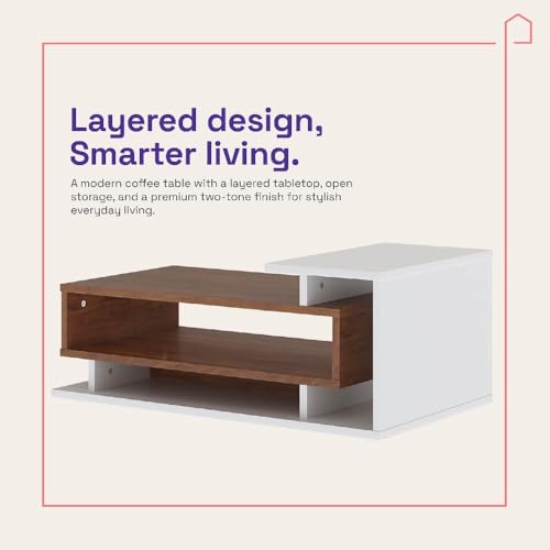 Image of Wakefit Center Table | 1 Yr Warranty | Coffee Table for Living Room Wooden, Tea Table for Living Room Wooden, Sofa Table, Free Installation from Brand, Modern Multi-Functional & Wobble-Free(Storiva)