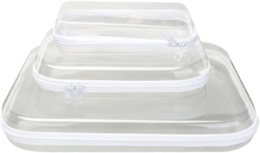 HTU Hard Clear Zipper Case Waterproof Portable Item Storage Travel Organizer Box Home Family Intimate Apparel Storage for Building Blocks Puzzles Cosmetics