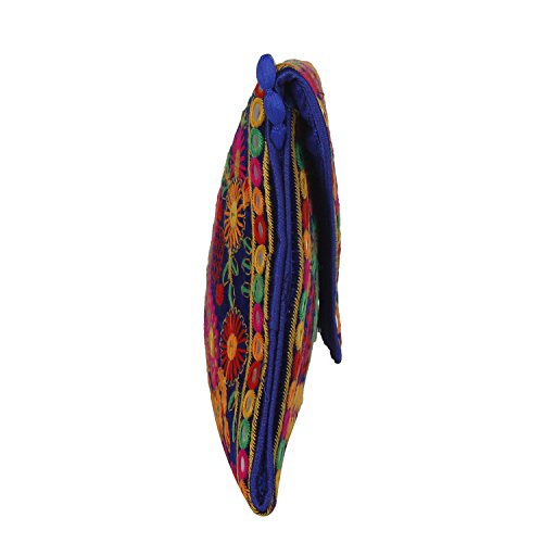 Rajasthani Designed Sling Bag, Foldover Clutch, Hand Bag, Shoulder Bag & Cross Body Bag for Women & Girls (Blue Multi Color)3