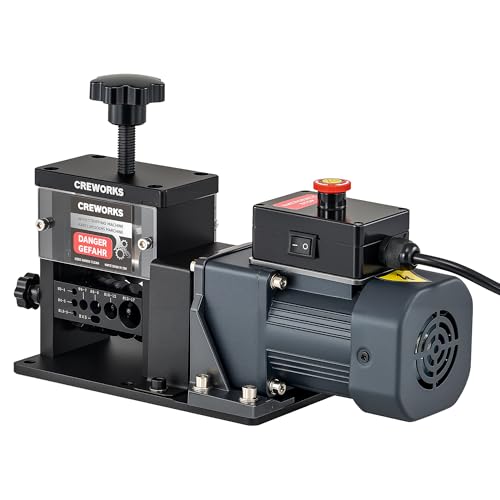 CREWORKS Automatic Wire Stripper Machine 8 Channel Electric Wire Stripping Machine for 1.5 to 17 mm Copper Wires Electric Cable Stripper Machine with 5 Blades and All-Copper Motor for Recycling