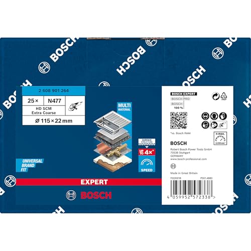 Bosch Professional 1x Expert N477 SCM Scheiben (für Stahlbleche, Ø 115 mm, extragrob, Zubehör Kleiner Winkelschleifer)