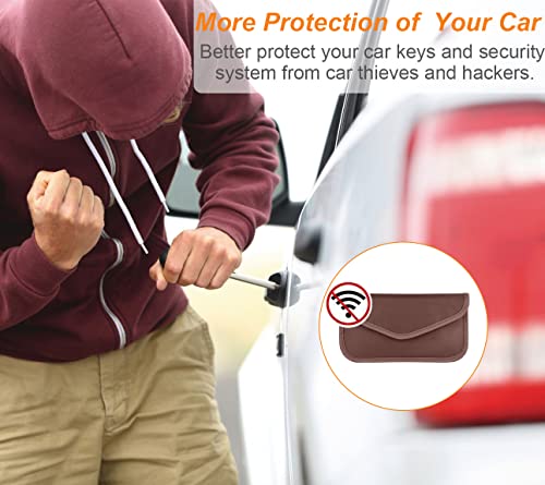 Image of Faraday Bag for Phones (2 Pack, Large) - RFID Blocking Pouch Cage Case, Key Fob Protector, Signal Blocking for Cell Phone Privacy Protection, Car Key FOB, RFID Card Protector (Brown)