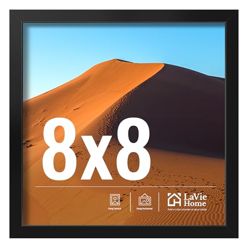 LaVie Home 8x8 Picture Frame - Black Square Frame with HD Plexiglas, Display for Vertical or Horizontal, Classic Collection