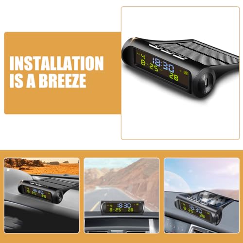 iplusmile Relógio Lcd Movido A Energia Solar Para Carro Relógio Digital Multifuncional Para Painel D