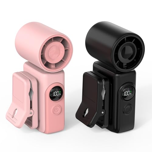 Image of Hotsales Clip-On Portable Fan 2-Pack, 13500 RPM High-Speed Rechargeable Handheld Mini Fan, LED Display, 360 Rotating Detachable Clip, Stroller Fan for Baby, Travel Essentials, Gifts for Women & Men