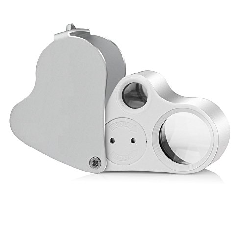 Golvery 30X 60X Magnifier Magnifying Glass with LED Lighting, Illuminated Jewelers Eye Loupe for Gems Jewelry Rocks Stamps Coins Watches Hobbies Antiques Models Photos, Dual Lens and LEDs Design