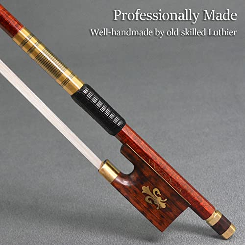 Carbon Fiber Core Hybrid Peranmbuco Skin Violin Bow 4/4 Size Vingobow 127V Master Level Fleur-De-Lys Snakewood Frog 4 4 Full Straight Premium Natural Horse Hair For Porfessional Player #TOP2