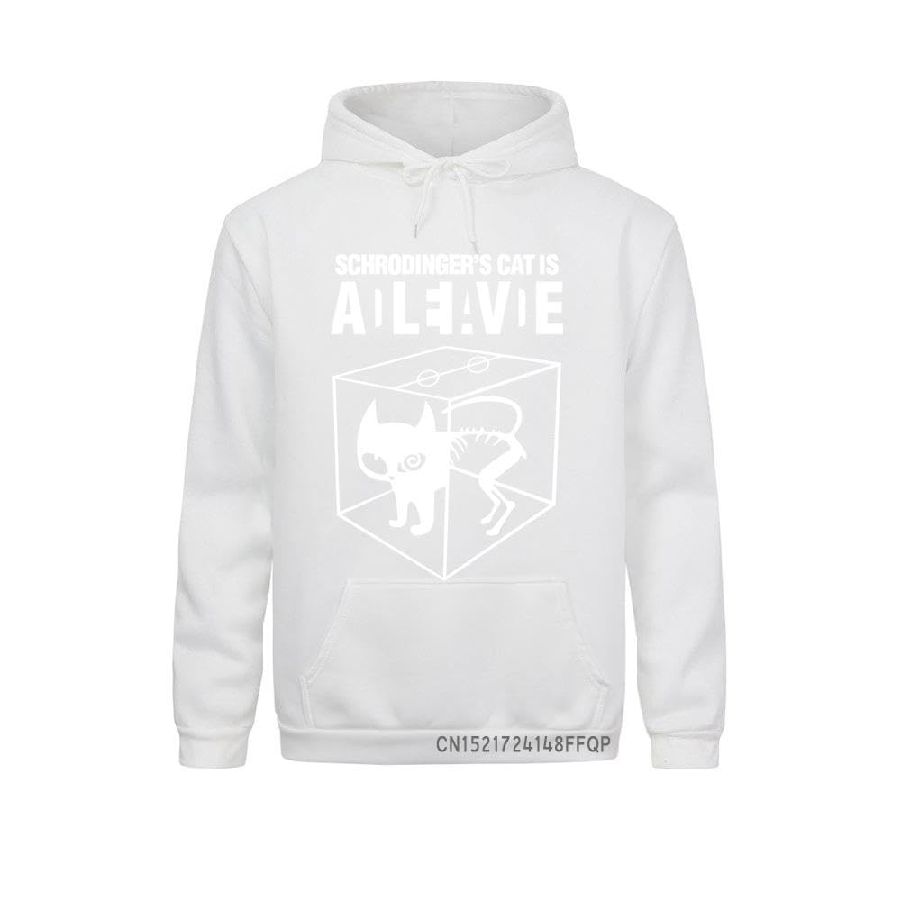 Schrodinger's Cat Sweatshirt For Man The Bigs Bangs Theory Pullover Men Long Sleeve Soft Geek Winter Sheldon Cooper Hoodie (White, XXL)