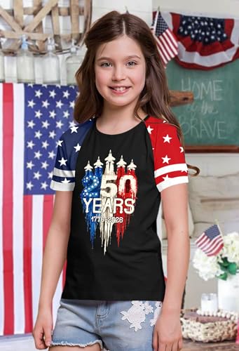 Image of Ithalt Boys Girls USA Shirts Kids 4th of July Shirts American Flag Tshirt Patriotic Top Independence Day Outfit 5-13y