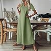Linen Dress Women Short Sleeve V Neck Boho Maxi Dr... #4