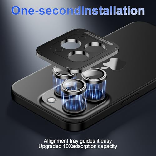 Protection objectif iPhone 16 Pro Max verre trempé incassable noir 1:1