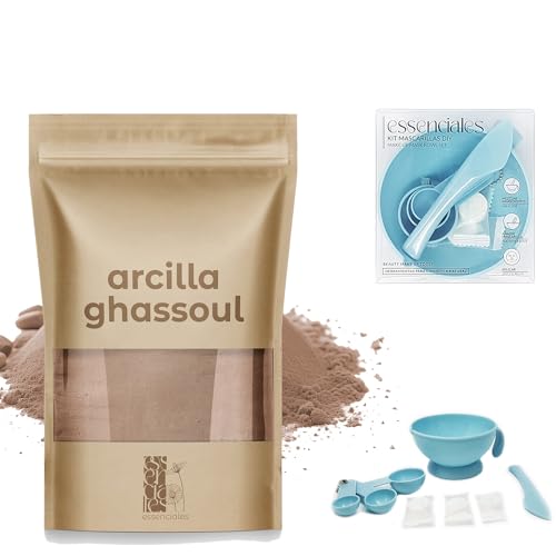 Arcilla Roja Antiinflamatoria Ghassoul en Polvo - ESSENCIALES 500g - Kit mascarilla, brillo natural para tu piel