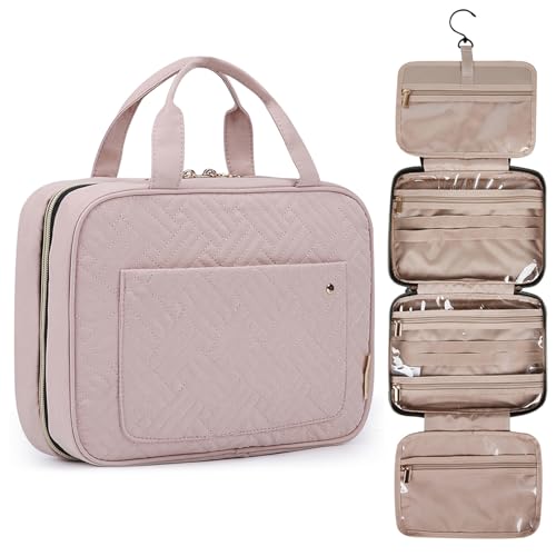 BAGSMART Toiletry Bag Travel Organizer (Baby Pink, Medium)
