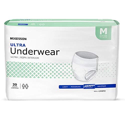Adult Disposable Ultra Underwear Diaper, Medium, Pull On, McKesson UWBMD - Pack of 20