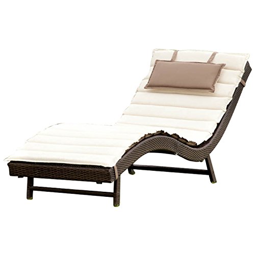 gartenmoebel-einkauf Komfortliege Piacenza, Stahl + Polyrattan braun, mit Wendeauflage