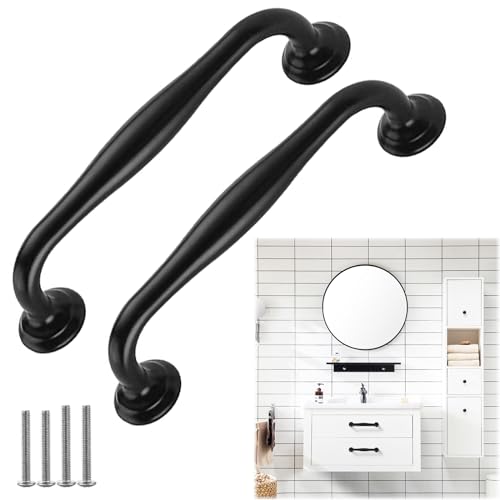 TsunNee 12 Stück Moderne Schrankgriffe, prägnante Schubladengriffe, Schranktürgriffe, Schleifengriffe, Möbeltürgriffe für Küche Schlafzimmer (12, Schwarz, 128 mm)