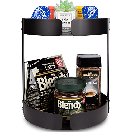 Keoqiang 2 Tier Durable Coffee Station Organizer, Large Capacity Coffee Bar Rack, Waterproof Pod Storage Holder For Kcups, Sugar, Instant Coffee, Tea #TOP17