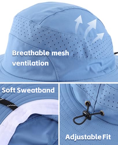 Image of Connectyle UPF 50+ Wide Brim Sun Hat for Men Women UV Protection Bucket Hats Outdoor Breathable Safari Hat for Fishing Hiking