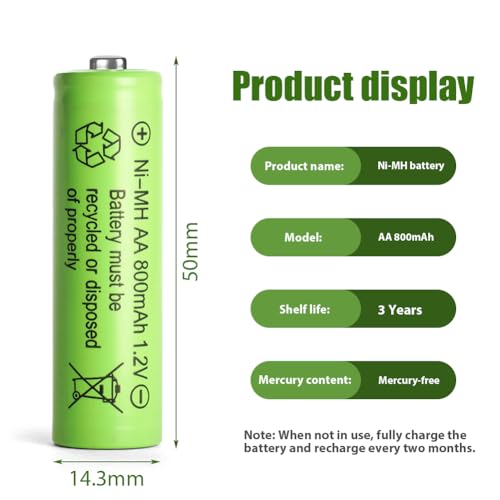 AXFEE AA Rechargeable Batteries, 1.2V 800mAh Pre-Charged Ni-MH Battery, AA Ni-MH for Garden Solar Lights, String Lights, Solar Pathway Lights (4-Pack)
