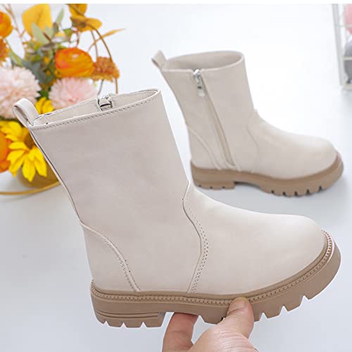 Girls Ankle Boots Low Heel Side Zipper Fall Winter Booties Outdoor Chunky Platform Solid Shoes for Little/Big Kids3