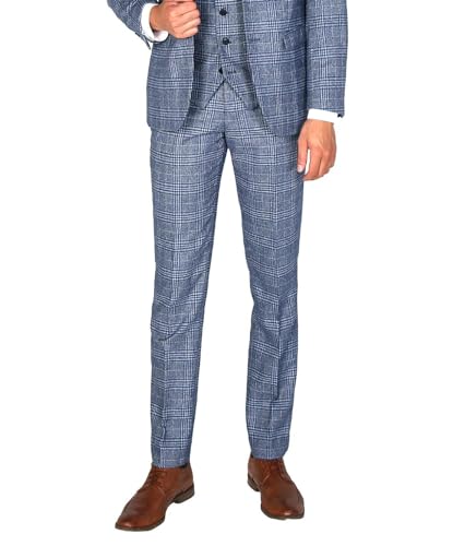 Pantalon de costume bleu homme carreaux tweed coupe sur mesure mariage affaires
