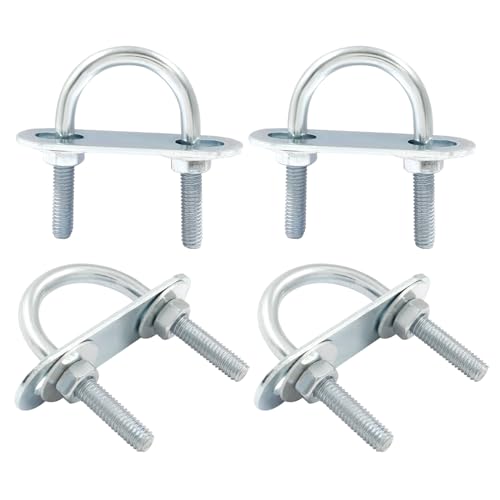 BokWin 4 Pcs Round U Bolts M6 Bend U Bolts in Zinc Plated Steel U Clamp with Nut, Plate, Washer(27mm Inner Width 53mm Length)