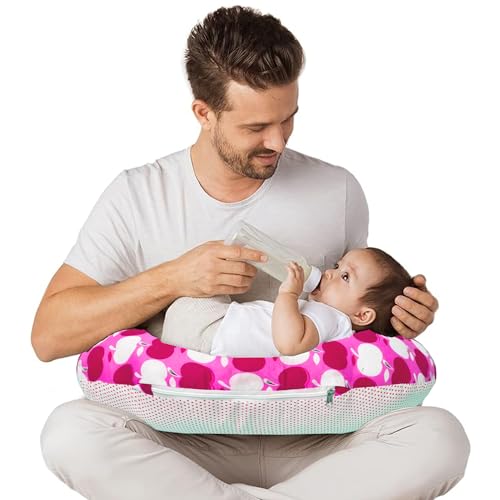 Image of VParents Multipurpose Baby Feeding Nursing Cum Maternity Pillow for New Born Cotton, Recommended for Maternity, Nursing, Medical Cheeky Cheeky (Pink) 110500
