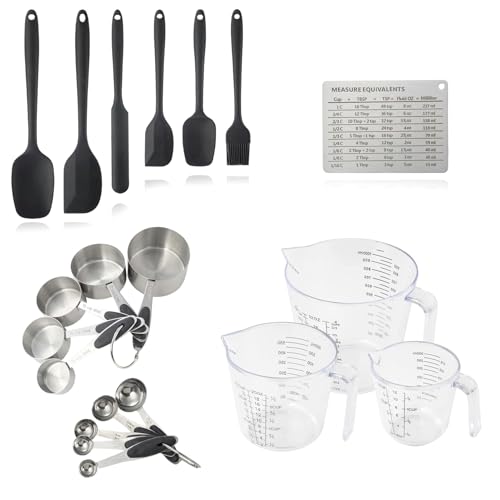 Utensilios de cocina de acero inoxidable con tabla de conversión y espátulas 2