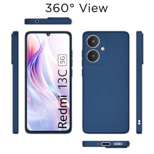 Image of Outlouders Back Cover for Redmi 13C 5G | Camera Protection | Durable Soft Matte Silicone Bumper Case (Blue)