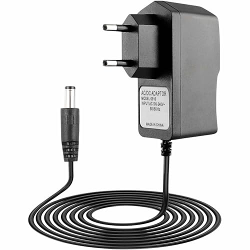 Alimentador 9V 1A, Adaptador de Corriente, Fuente de alimentación 9v, Alimentador de Pared 1A, Cargador 9V, Adaptador Alimentación, Conector DC 5.5 x 2.5 mm, Negro
