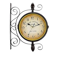 Dyna Living Double Sided Wall Clock 8 inch Vintage Clock Wall Mounted, 360 degree Rotation Antique