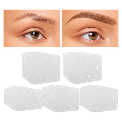 眉毛マッピングキット,透明 再利用可能 ステンシル 型紙 | 5点高速描画眉毛デザイン定規,女性 男性 花嫁 アーティスト 日常 家庭 旅行 メイク グルーミング サロン パーティー 結婚式 写真撮影 パーティー向け