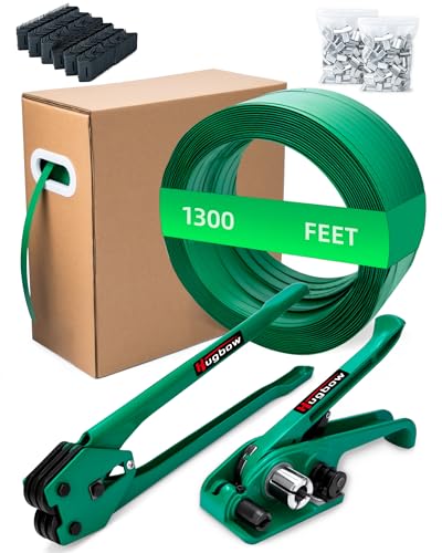 banding strapping kit heavy duty pallet packaging kit with gt1500lbs 5834 x 130039 pet strapping roll 300 metal seals 100 corner protectors strapping tensioner banding sealer tool