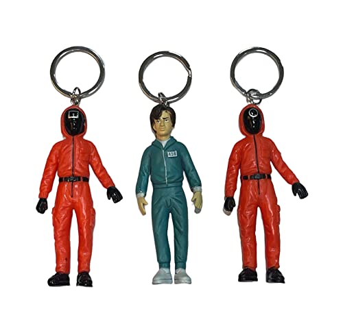 Image of AUGEN Squid Series Game 6 Set Action Figure Keychain Limited Edition for Car, Decoration, Cake, Office Desk & Study Table (Pack of 6 Pieces)