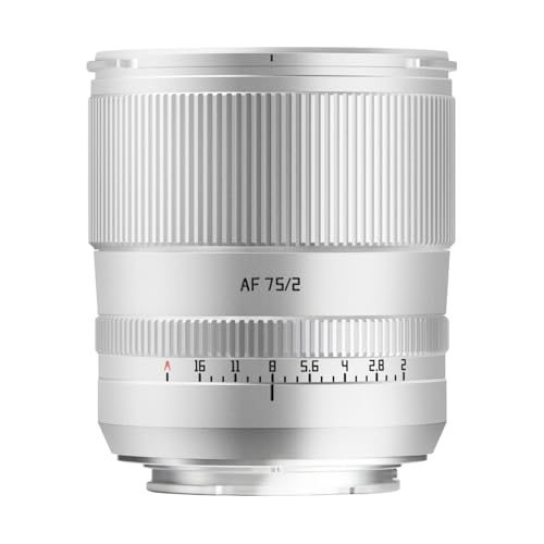TTArtisan Obiettivo AF 75 mm F2 full formate, grande apertura, luce STM AF autofocus per fotocamere mirrorless E mount per ritratti (argento)