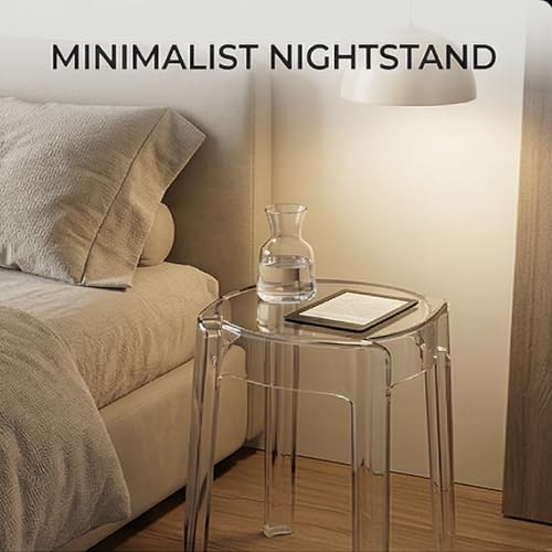 Image of The Artment your artistic apartment Transparent Color CrystalNest Acrylic Stackable Round Accent Stool, Modern Side Stool for Living Room, Bedroom and Home & Office (Set of 3)