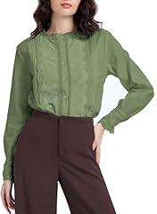 Green Collarless 100% Cotton Non-stretchy