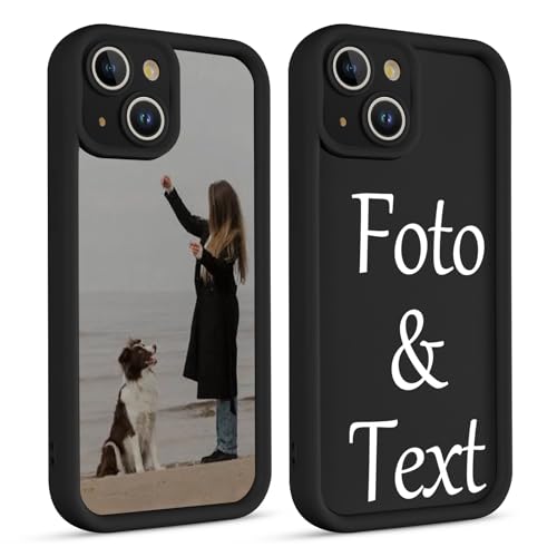 Xylota Funda Personalizada para iPhone 13 6,1'', Personalizable Case con Foto Imagen o Texto, Personalizado Carcasa Custom Antigolpes Flexible Protector Cover para iPhone 13, Negro