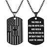 Dog Tag Cross Necklace for Men Boys Military Christian Baptism Religious First Communion Confirmation Gifts for Teenage Boy