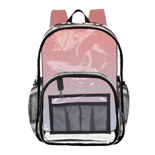 Clear Backpack Women Cute Girls Backpack Kids Boys Approved Shoulder Bag Coral Pink Light Steel Blue Gradient