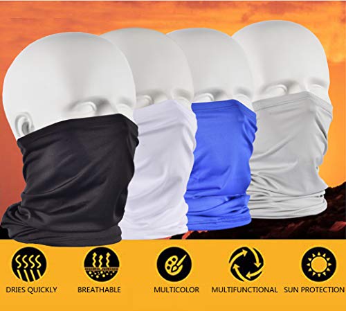 Uv Face Cover Neck Gaiter Mask Dust Protection Magic Scarf Wind Bandana Balaclava For Summer Running Fishing Biking (Black+White+Blue+Grey) #TOP1