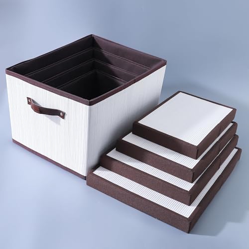 Image of UMAI Laundry Basket | Bamboo Cloth Laundry Basket | LaundryBasket for Clothes-Toys | Storage Hamper with Lid | Foldable & Durable | Set of 4 | White