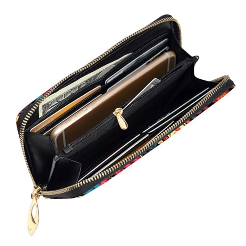 Portefeuille en cuir imprimé de qualité supérieure au look vintage