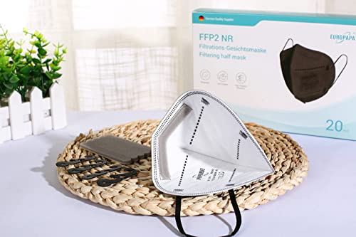 EUROPAPA 20x FFP2 Schwarz Maske Atemschutzmaske 5-Lagen Staubschutzmasken hygienisch einzelverpackt Stelle zertifiziert EN149:2001+A1:2009… – Ansicht 4