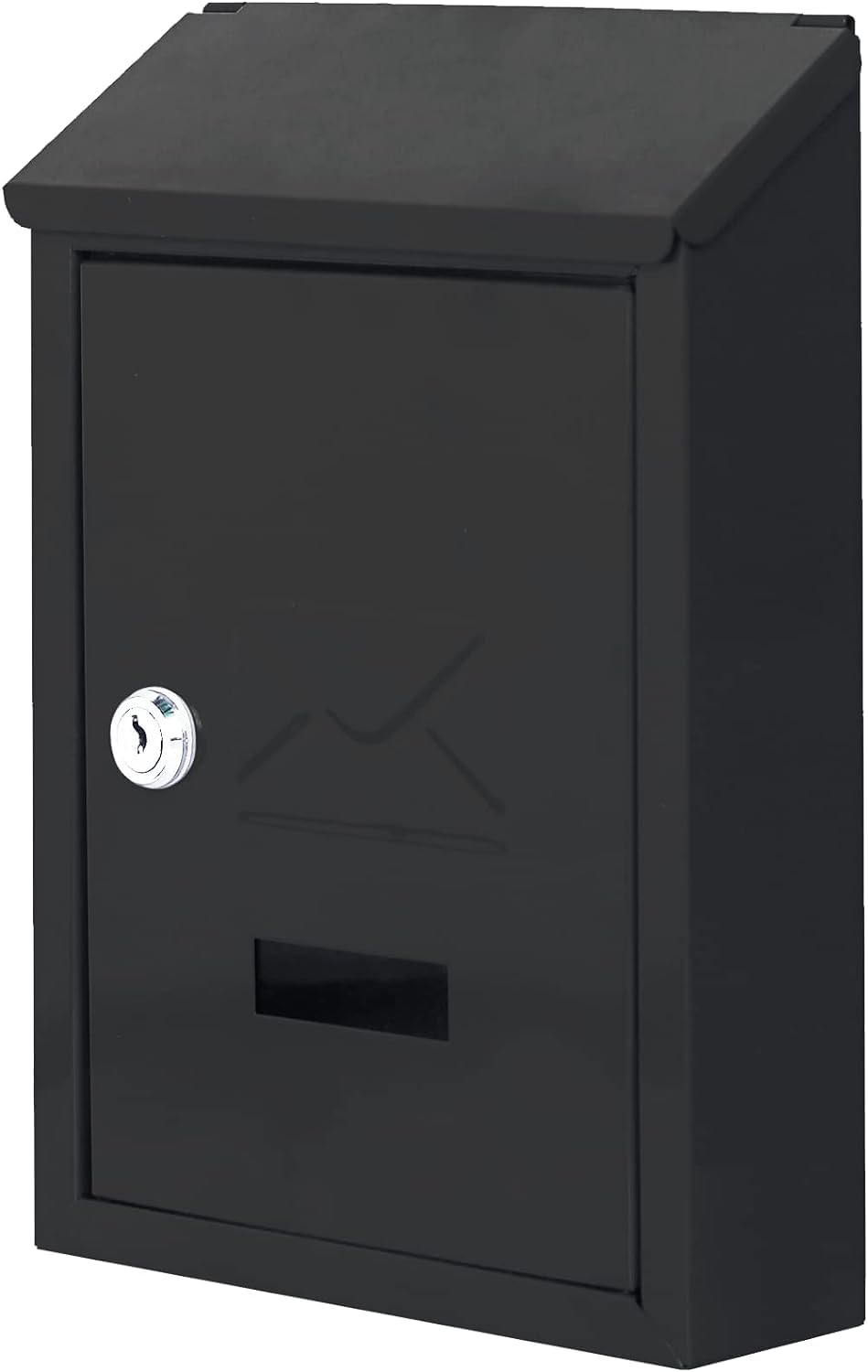 Assorted Collections ACL Black Post Box - Weatherproof And Durable - Wall Mounted Post Box - Contemporary Design Lockable Mailbox With 2 Keys Cast Iron Letterbox Ideal for Letters Keep Your Mail Safe