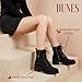 Dunes Kobe Womens Combat Boots – Stylish Lace-Up Design with Side Zipper, Durable Lug Sole, and Block Heel + Memory Foam, Faux Fur Lining, BLACK, 6.5