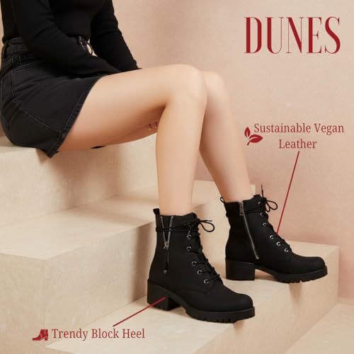 Dunes Women's Kobe Heeled Combat Boots – Lace-Up with Side Zipper, Memory Foam Insoles, Faux Fur Lining, Vegan Nubuck Leather, Wide Widths Available - Image 5