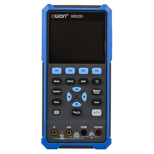 OWON Oszilloskop 25MHz Bandbreite mit Zweikanal-Oszillograph 3 in 1 Funktionen OSC+DMM+AWG(25MHz/2+1CH/HDS25S)