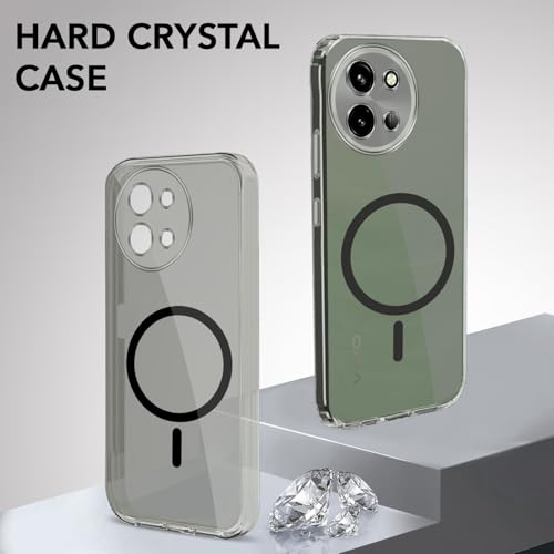 Image of Jkobi Lifetime Anti-Yellow MagSafe Compatible Clear Back Cover Case for Vivo T3X 5G (Sleek Hard Crystal | Shockproof and Camera Protection)