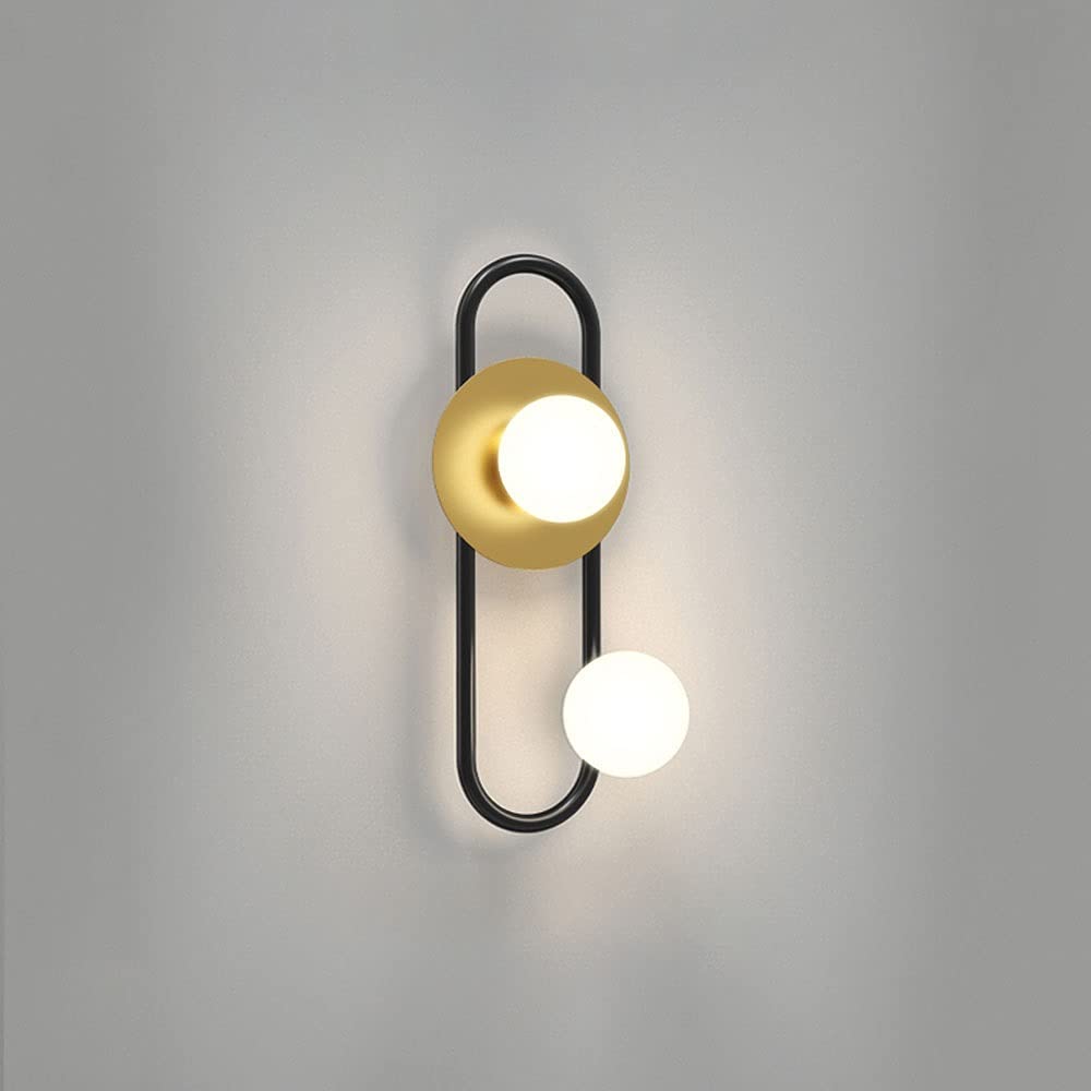 SXECAEPS Globe Wall Sconce Modern Lamp, White Spherical Acrylic Lampshade Elegant Mid Century Mounted Light, Geometric Sconces Lighting Fixtures for Bedroom Vanity Lights